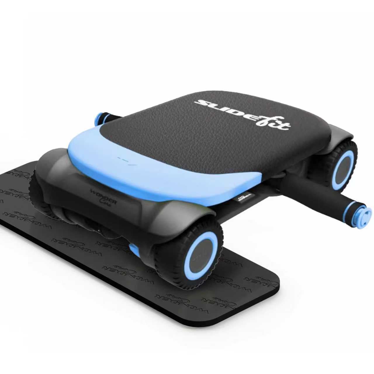 WONDER CORE Slide Fit, Ab Roller Board mit 4 Rädern, Automatisches Rückprall-Bauchrad für Core Workout, Bauchmuskeltrainer, Heroboard Fitness Rollbrett mit Knieschoner blau
