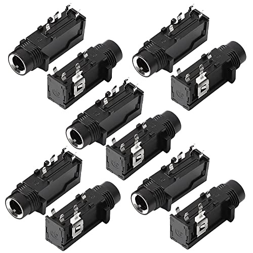 uxcell 10 Pcs 6.35mm 1/4 Inch Stereo Socket 4 Pins PCB Panel Mount Connectors