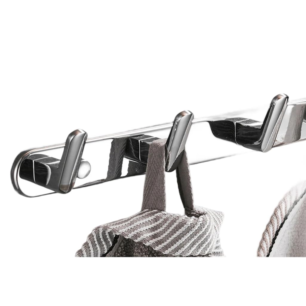 ZHOUXIAO Stainless Steel Coat Rack Wall Mounted with Hooks, Modern Heavy Duty Coat Hook Rail, Robe and Towel Hooks Rack for Bathroom, Entryway, Mudroom, Hats 5hook