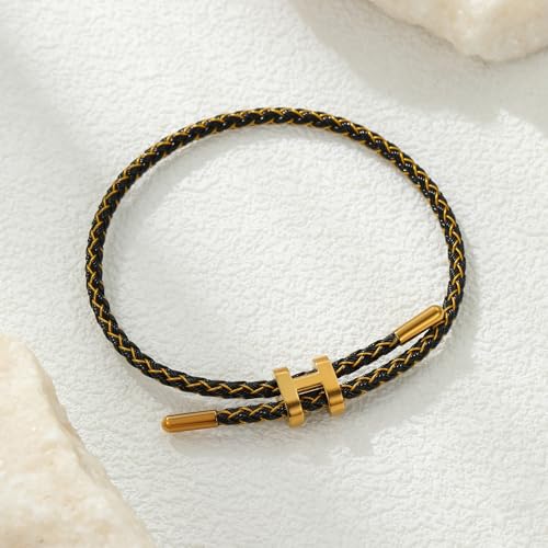 Image of AIMADE Bracelets for Women Adjustable Charm Bracelet, 18k Gold-plated Buckle Design Titanium Steel Wire Rope Women's Gift Jewelry