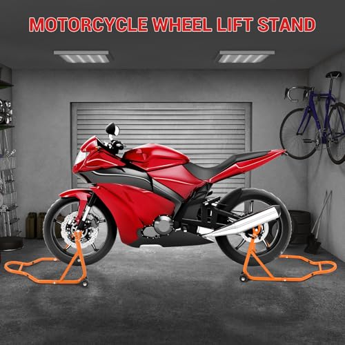 Motorcycle Stand Lift, 850lbs Front Rear Combo Stand Lift Stand, Front Wheel Fork Stand, Rear U+L Fork Swingarm Spool Stand, Universal Motorcycle Paddock Stand Wheel Lift Stand