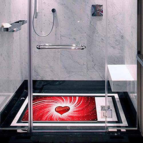 Tapis de bain antidérapant PVC baignoire douche perforé rouge - 7