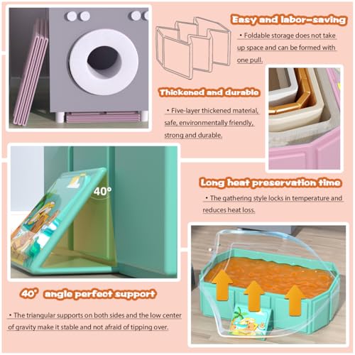 Image of Baby Foldable Children's Bathtub, Portable Non-Slip Shower Tray for Kids, Toddler Bath Tub with Drain Plug, Boys and Girls Bathroom Water Pool, Cat and Dog Pet Wash Shower Basin (Pink)