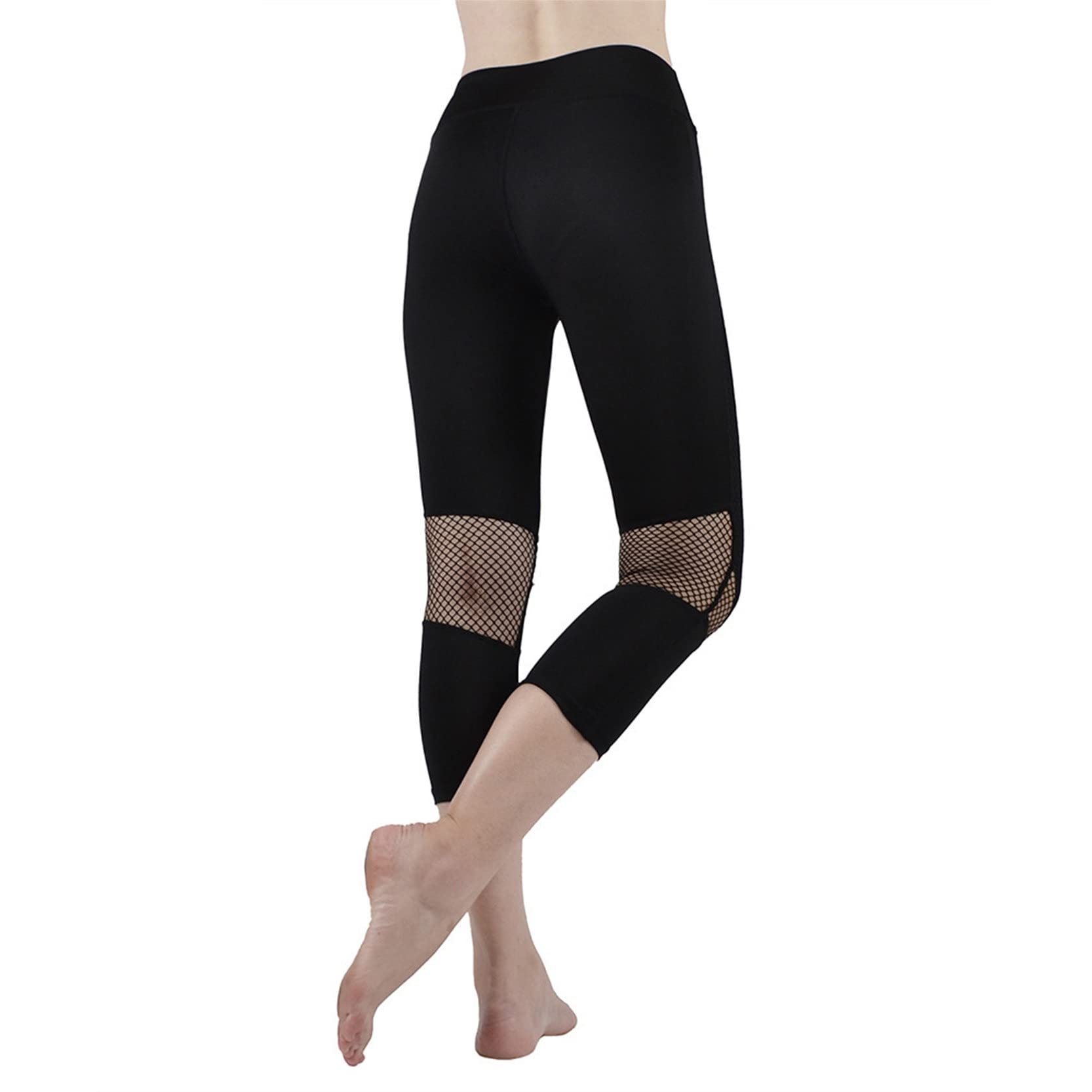 Leggings de Entrenamiento Mujer Yoga Pantalones, Mallas de malla de mujer recortadas 3/4 mallas con Control de barriga pantalones de Yoga ajustados elásticos de cintura alta Pantalones Gimnasio Deport