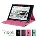 GMYLE(R) Hot Pink 360 Degree Rotating PU leather Folio Stand Case Cover for Nook HD+ Plus 9 inches Barnes & Noble e-book Reader Tablet (Multi Angle- Vertical / Horizontal and Wake up Sleep Function)