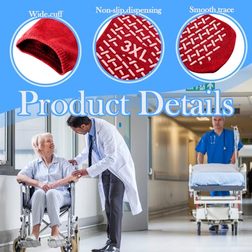 Image of Foaincore 12 Pairs 2XL 3XL 4XL Non Slip Hospital Socks with Grips for Men Women Extra Wide Single Tread Slipper Socks