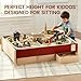 Tiny Land Large Wooden Train Table (47.9”x35.2”), 100PCS Train Set, 3 Storage Bins, Activity Playset for Kids Ages 3+
