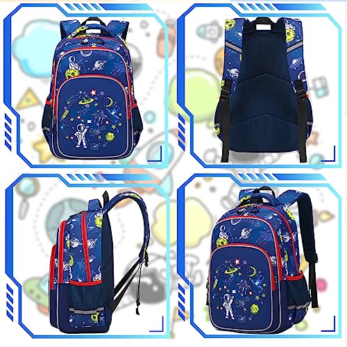 Dorlubel Lightweight Space Backpack for Boys School Bag with Insulated Lunch Tote & Pencil Case Preschool Kindergarten Elementary Book Bag Set(Yellow Space Astronaut Set)3