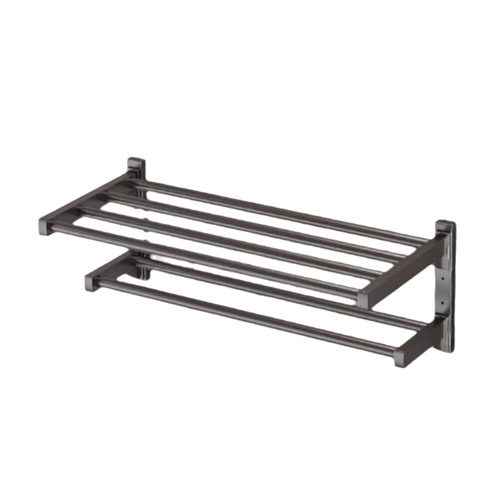 Toallas de Pared, Toallero de baño de Acero, 60 x 22 x 17,5 cm, Gris y Negro, for Montaje en Pared, Paquete de 1