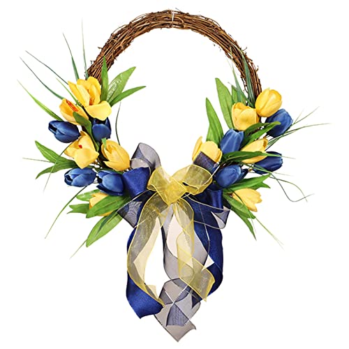 Stakee Ucraniana De Bandera Ucraniana De Cinta De Tulipán Ucraniano Azul Amarillo Guirnalda Ucraniana De Flores Artificiales para Puerta Principal