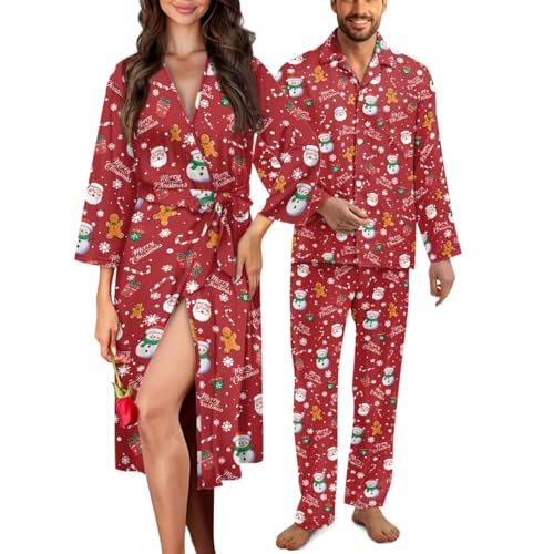 Couple Pajamas Couple Pjs Matching Sets Longsleeve Nightgown and Pajamas for Bedroom Holiday