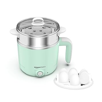 Amazon Basics Multi-Cook Pot Kettle 1.2L | Adjustable Power Modes 325 W and 650 W with 7 - Egg Tray and Steamer | SS 304 Steel | Automatic Overheat Protection | Multipurpose Cooking - Boil Water, tea, Noodles, Steam Rice - image, photos