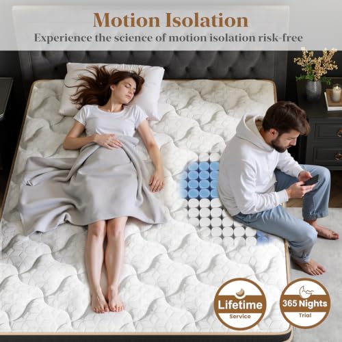 Image of Firm Queen Mattress 14 Inch, Luxury Hotel Cooling Hybrid Mattress in a Box