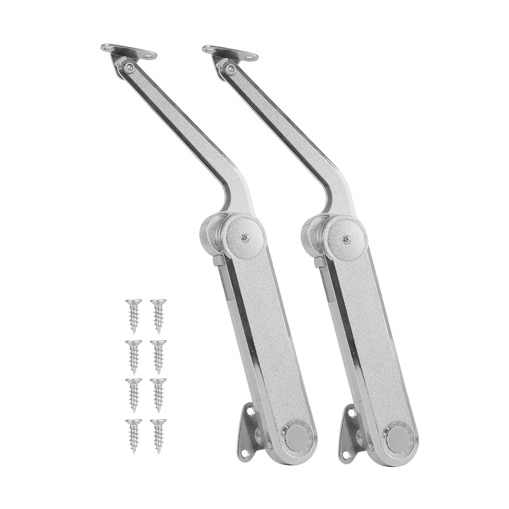 Ijsdnvjndx Silver Hinge For Extra-Long Upper Cabinet& Rv Cabinets- 2 Pack Lid Support Hinges, 30° To 90° Lid Stay