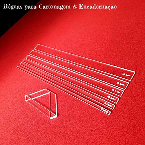 Kit Completo Réguas Esquadros Cartonagem Encadernação Acrílico 13 Pçs