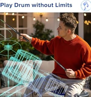 Air Drumsticks, 3D Motion Sensing Virtual Drum Kit with RGB Lights, Portable Silent Practice for Kids, Teens & Adults, Fun Gift for Beginners & Music Lovers