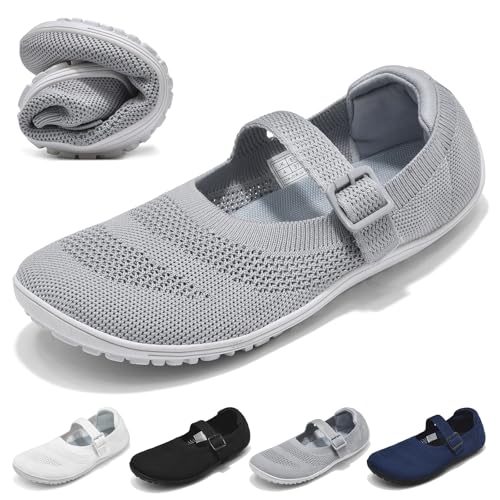 Wizshoe Ballerines Barefoot Femme Ballerine Confortables Chaussures D’été Plates Slip on Walking Flats Ballerine Rond en Maille avec Bride et Boucle...