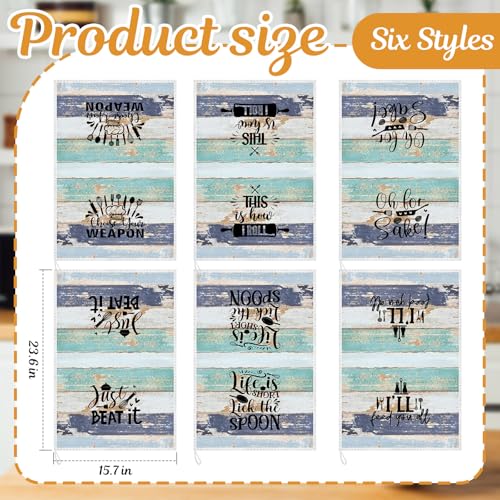 Image of Bencailor 6 Pcs Mint Kitchen Towels Decorative Sets Dish Towels Absorbent Fast Drying Hand Tea Vintage Hanging Reusable Cleaning Dishcloths for Cooking Farmhouse Bathroom Accessory