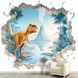 Fototapete Steinhöhle Dino Vulkan – Tapete Cartoon Abenteuer – Tapeten Vliestapete Wandtapete für Akzentwände – für den Fernseher im Wohn, Schlaf und Badezimmer – 300x210cm
