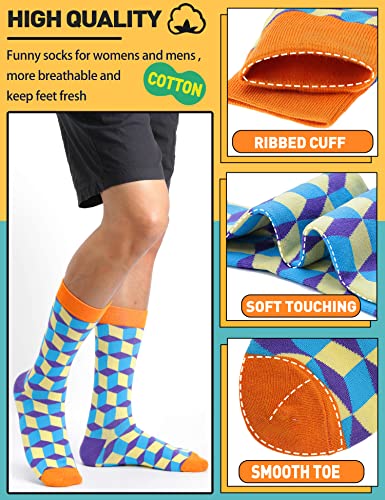 Image of MOGGEI Funny Socks for Men Women Fun Cozy Crazy Novelty Fashion Cotton Boot Breathable Printed 6 Pairs