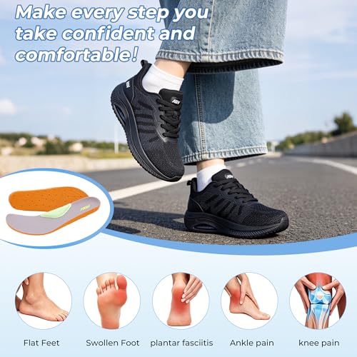 Image of Women's Walking Shoes for Plantar Fasciitis Pain Relief Arch Support Orthotic Tennis Sneakers Supportive Comfortable for Gym Workout US 5.5-11