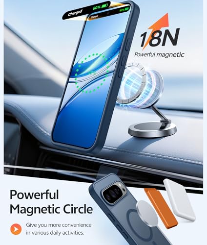 Image of FNTCASE for Google Pixel 10 Pro Case: for Pixel 10 Case [Fit for Magsafe] Translucent Matte Cases with [Screen Protector] Military Grade Shockproof Protective Magnetic Phone Cover (6.3inch - Blue)