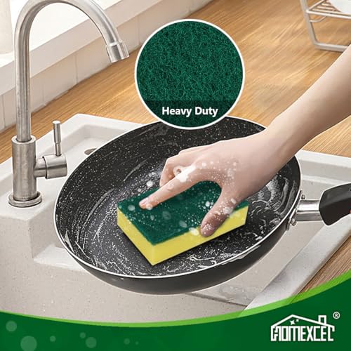 Image of HOMEXCEL Heavy Duty Scrub Sponges Kitchen 60 Count, Extra-Large Sponges for Cleaning Kitchen and Household, Dish Scrubber for Washing Dishes, Pots and Pans
