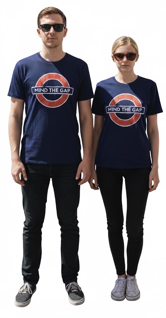 London Underground Official ‘Mind The Gap’ T-Shirt – Licensed Transport for London Tee, Unisex Navy Roundel Print, Sizes XS–4XL