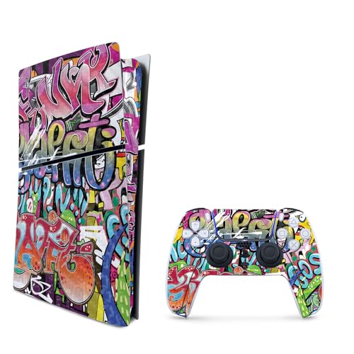 MightySkins Skin for PS5 Playstation 5 Slim Digital Edition Bundle - Funky Graffiti Protective, Durable, and Unique Vinyl Decal wrap Cover Easy to Apply Made in The USA