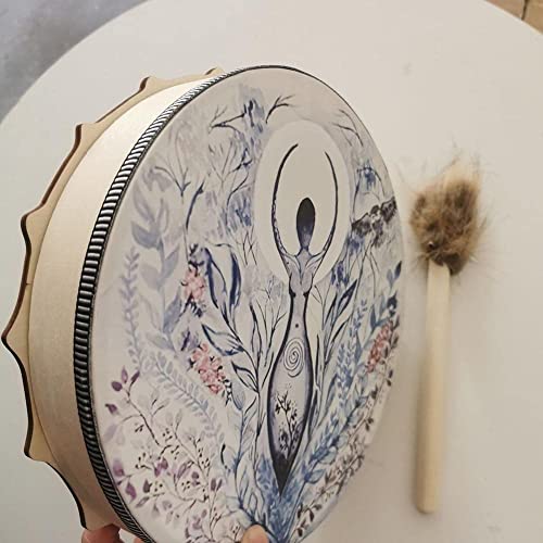 LIOONS Shaman Drum Tree of Life Handmade Hand Drum 25cm Musical Drum with Drumstick Tabletop Ethereal Drum Adult Drum miniatura 6