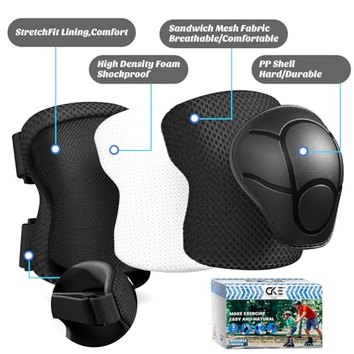 Image of Knee Pads for Kids,Kids Protective Gear Set with Child Kids Knee and Elbow Pads & Wrist Guards 3 in 1 for Biking Skateboard Scooter Rollerblading Skating Cycling[Upgraded Version 4.0] Black
