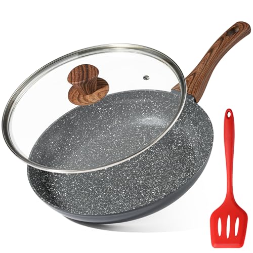 MSMK 28cm Nonstick Frying Pan with lid Granite Ceramic Induction