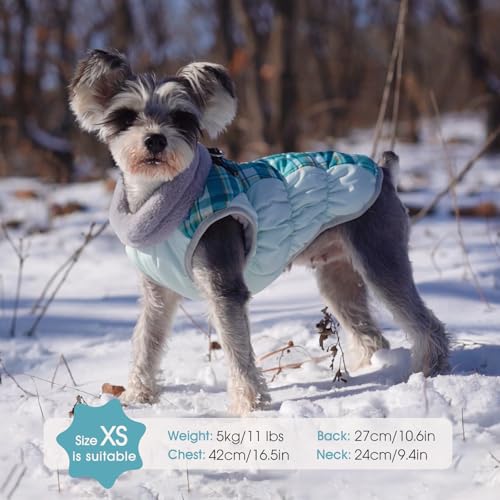 FUAMEY Dog Coat for Large Dogs,Waterproof Dog Winter Jacket with Harness Built in Puppy Cold Weather Coats Reflective Pet Vest with Zipper Warm Fleece Dogs Snowsuit Windproof Green Plaid XXXL by FUAMEY - Image 8