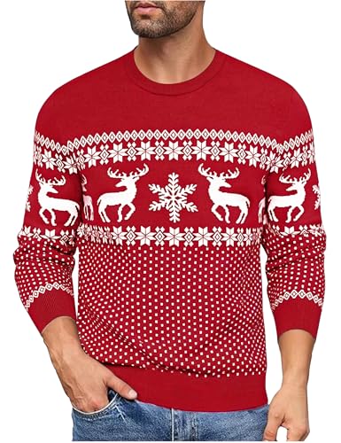 Uniexcosm Herren Weihnachtspullover Ugly Strickpulli Pullover Langarm...