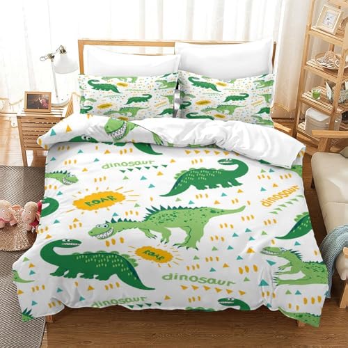 Housse de couette dinosaure 3D effet ultra douce parure de lit microfibre - 3