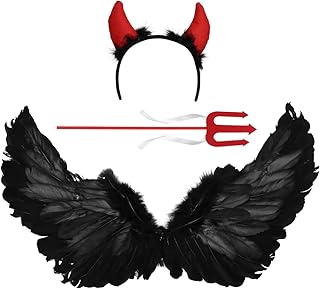 Halloween Devil Costume Demon Angel Wings Devil Horn Headband Pitchfork Party Cosplay Costume girls kid boy