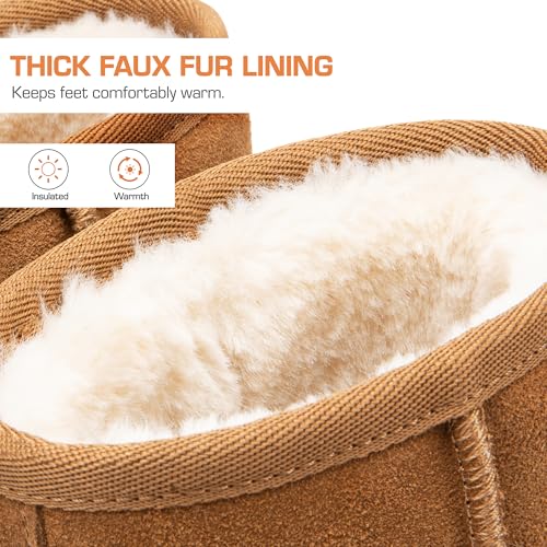 Dream Pairs Snow Boots For Women Genuine Suede Faux Fur Lining Classic Water Resistant Anti-Slip Warm Winter Booties Slip On Memory Foam Comfort Short Ankle Boots Fuzzyclassic Ⅱ Low Boots,Size 8.5,Chestnut,Sdsb2432W thumb #2
