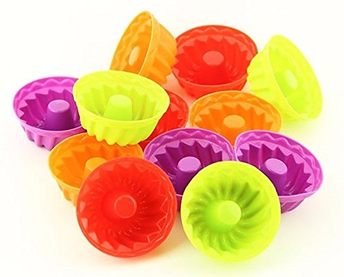 Kit 12 Forminhas Silicone Mini Bolos Cupcake Pudim Gelatina