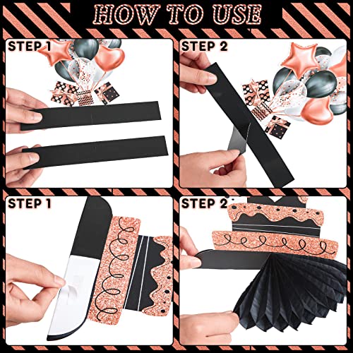 12 Pieces Happy Birthday Decorations Birthday Honeycomb Centerpieces For Table Decorations Birthday Honeycomb Table Topper For Women Men Birthday Theme Party Supplies (Rose Gold, Black) #TOP4