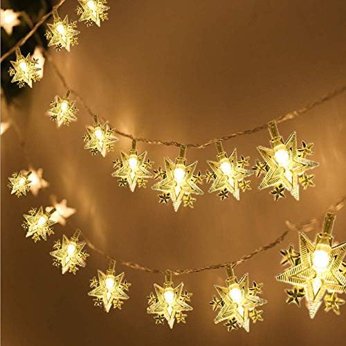 VIKASI Christmas Lights, Star String Lights for Bedroom, Christmas Tree, Home, Party, Wedding, Garden, 19.7 ft 40 LED Battery Operated Waterproof Fairy Lights with Two Modes (Warm White)
