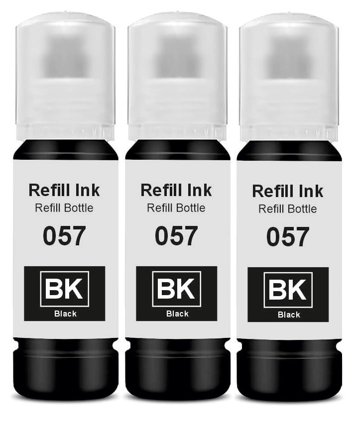 KOSH 057 Refill Ink Suitable for L8050, L18050, L8150W Printers (3, Black Pack of 3)