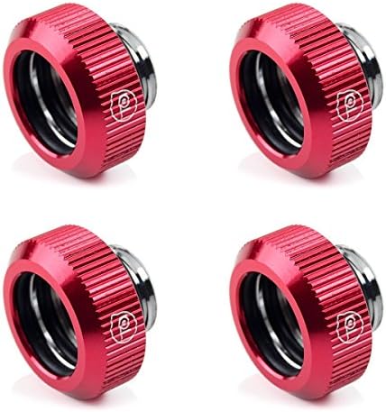 Bitspower Touchaqua G1/4" Tighten Fitting for 14mm OD Hard Tubing (for Use with Bitspower Rigid Tubing Only), Red, 4-Pack
