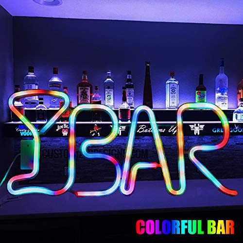 Color Changing Neon BAR Sign Marquee Letter Light,Light Up Colorful Alphabet USB Powered