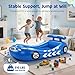 Lewondr Inflatable Kids Bed, Racecar Toddler Air Mattress with Safety Bumpers, Toddler Blow up Mattress with Hand Pump, Portable Toddler Travel Bed for Camping, Sleepovers, Vacation & Home, Blue