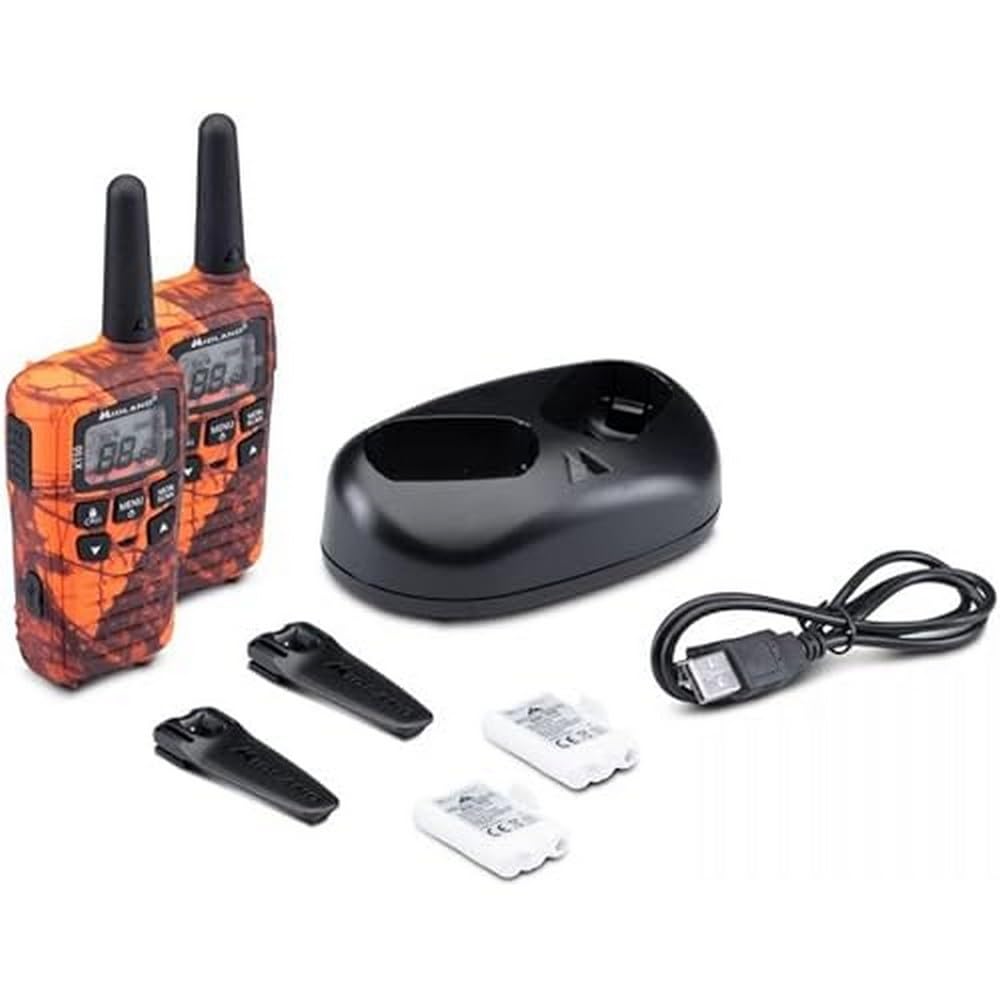 Midland XT50 Blaze Doppio, Radio Walkie Talkie Portatile, 24 Canali PMR446, 38 Toni CTCSS, Funzione VOX, Ricaricabile con USB, 8 Km di Portata, C1178.04, 2 Unità, Camo Arancione Originale Moassy Oak