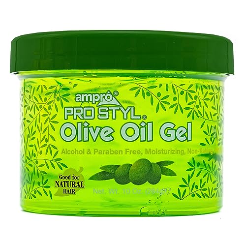 AmPro Pro Styl Protein Styling Gel - Moisturizes and Defines Strands - Helps Protect and Hydrate Tames and Adds Shine without Weighing Down Tresses - Alcohol and Paraben Free - Olive - 10 oz