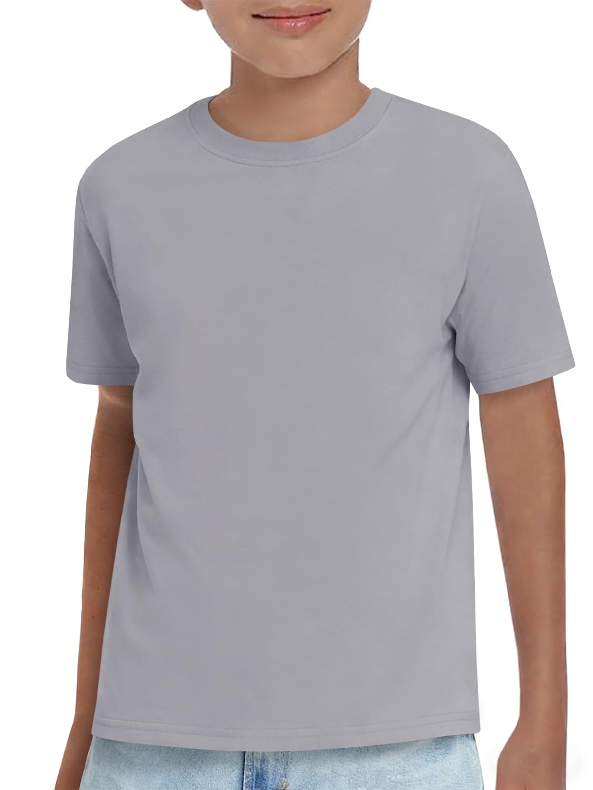 Boys Athletic Short Sleeve T Shirts Kids Summer Workout Tops Crewneck Basic Tee 5-14 Years — view 8
