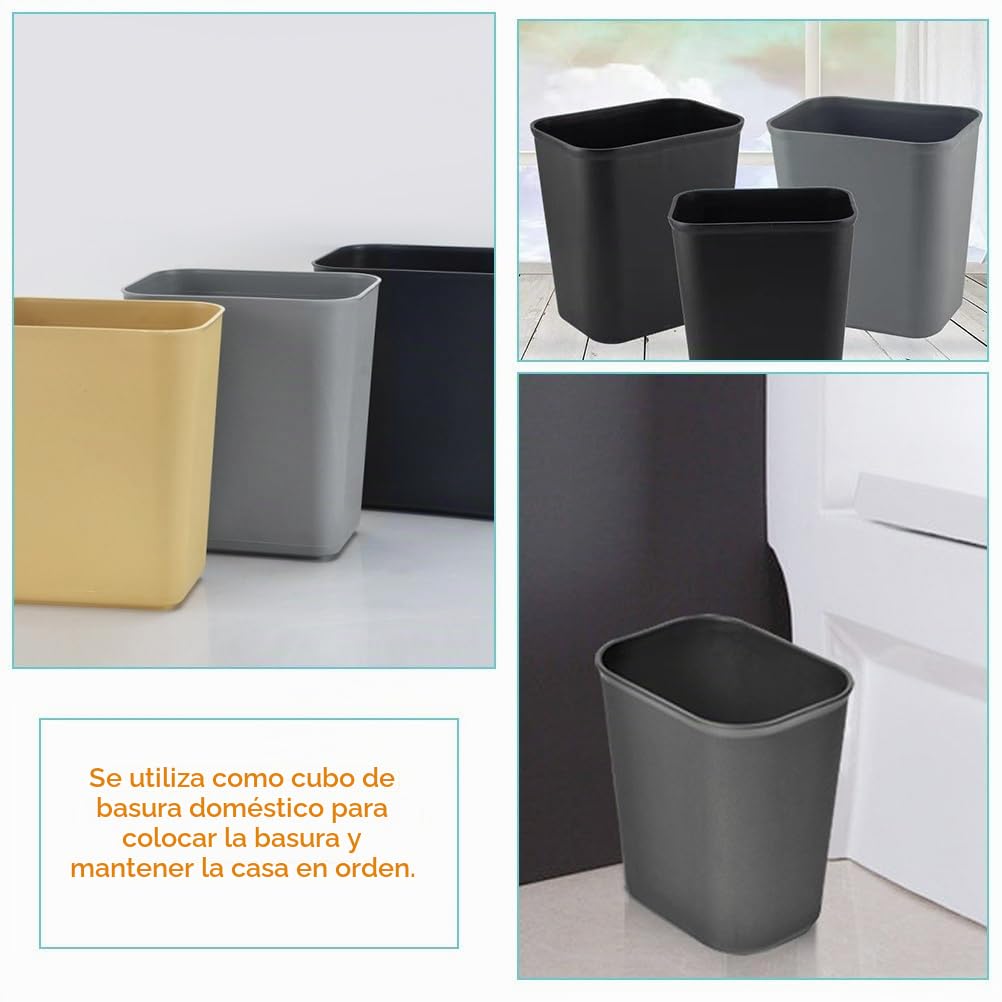 ULTECHNOVO Bote De Basura Rectangular De Plástico 2 Piezas 5L Contenedor De Desechos Para Cocina Oficina Hogar Sala De Estar Dormitorio