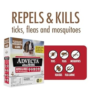Ultra Flea And Tick Prevention For Dogs – Dog and Puppy Treatment and Control – Mosquito Repellent – XL, Fast Acting Waterproof Topical Drops, 4 Month Supply