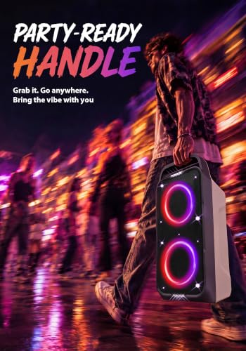 Image of Foxdawn Portable Bluetooth Speaker: 240W Peak Powerful Loud Sound Deep Bass Wireless Boombox Large Subwoofer 15 Hours Battery Life Fast Charging with Led Light Show for Party Outdoor Camping Backyard
